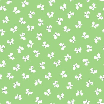 Vector seamless pattern with white butterflies flying over a green meadow