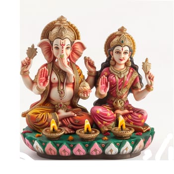 Ganesha and Lakshmi statue with candle