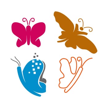  Butterfly Application Line Logo Design Illustration icon Set