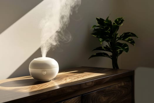Electronic humidifier on the table in the room, generative ai