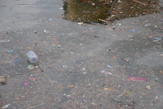 water pollution with garbage on water