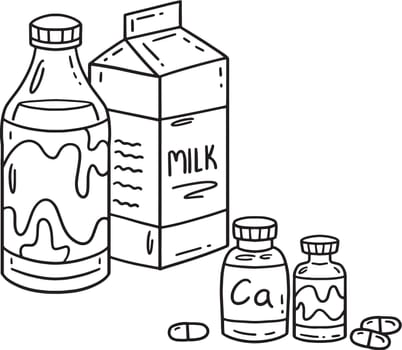 Dental Care Milk and Calcium Isolated Coloring