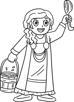 Viking with Bucket of Milk Isolated Coloring Page
