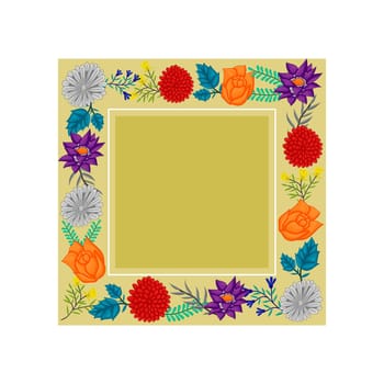 Vector frame Flowers Colors Wedding Blank Template Isolated