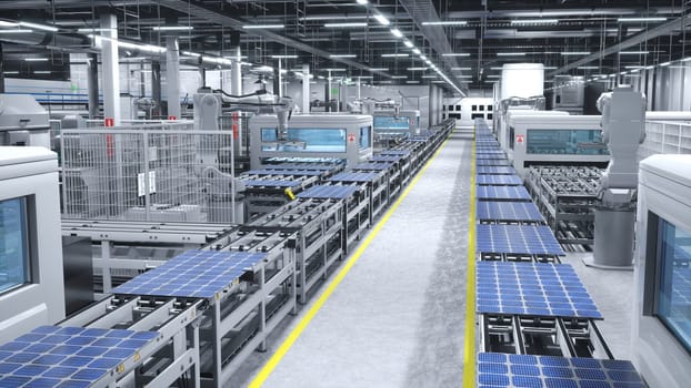 High tech manufacturing warehouse producing solar cells