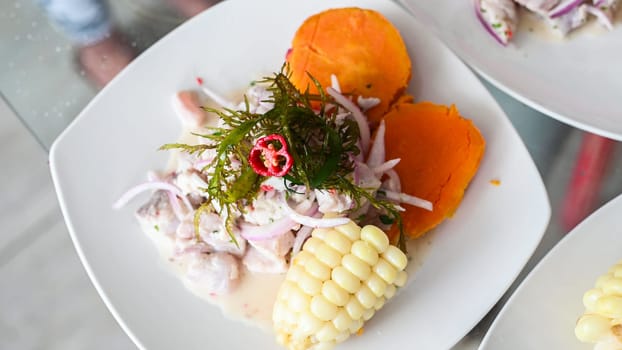 ceviche, seafood dish, peruvian cuisine.
