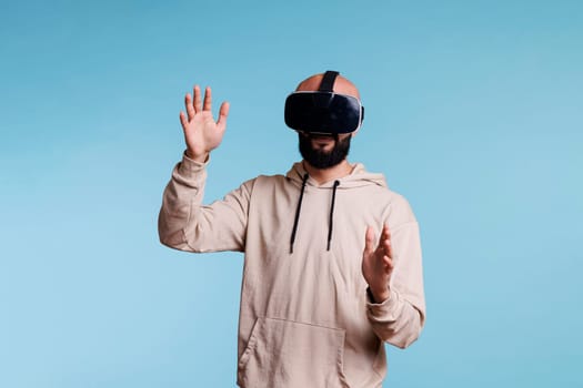 Man in headset immersed in vr