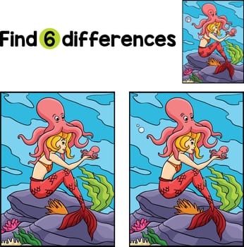 Mermaid with an Octopus Find The Differences