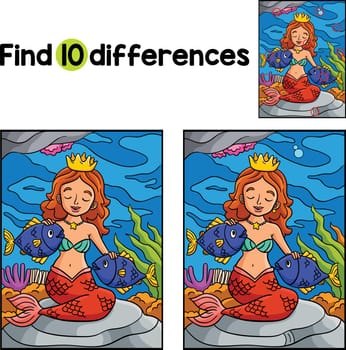 Princess Mermaid and Fish Find The Differences