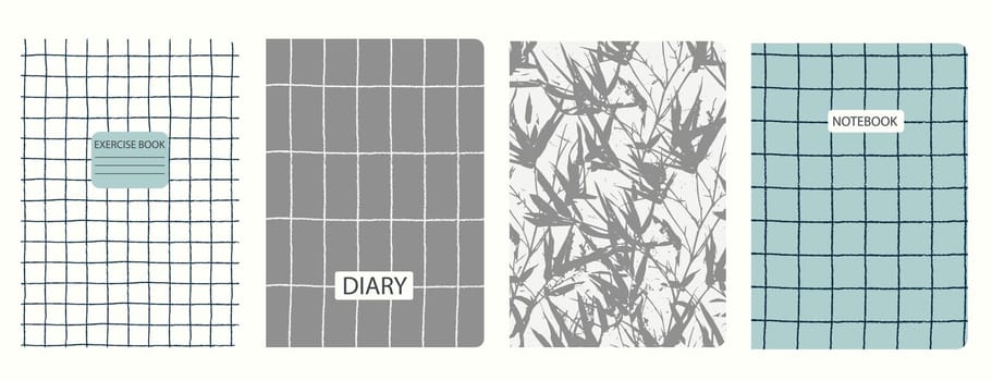 Cover page templates based on seamless patterns with flowers, branches. Headers isolated, replaceable