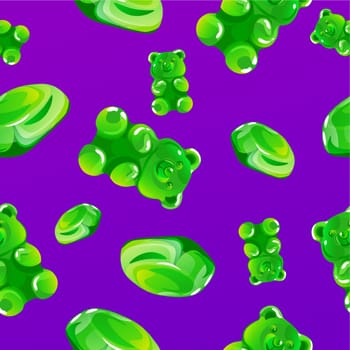 Gummy Bears Candy Seamless Pattern