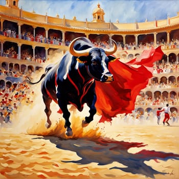 The last charge of a fighting bull.