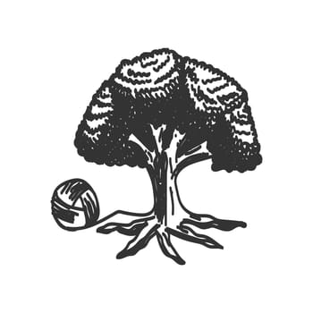 Oak Tree thread Icon Illustration Brand Identity