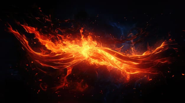 Fiery flame with dark background
