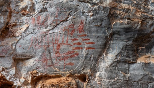 Ancient Rock Art Depicting Tribal Life and Animals