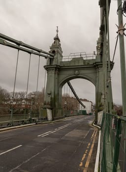 Hammersmith Bridge over the River Thames. 