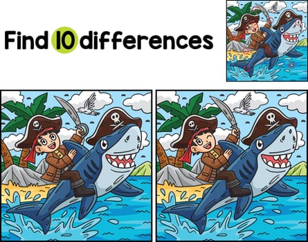 Pirate and Shark Find The Differences