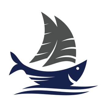 sailboat fish restaurant logo Icon Illustration Brand Identity