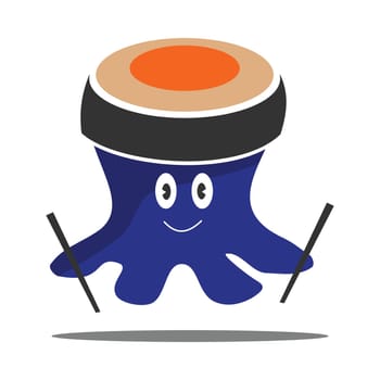octopus sushi restaurant logo Icon Illustration Brand Identity