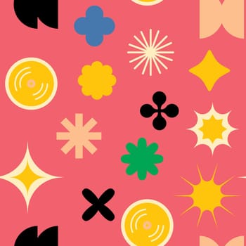 Colorful seamless pattern with pop culture icons, vector