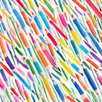 Painting of Colorful Pencils on White Background. Generative AI.
