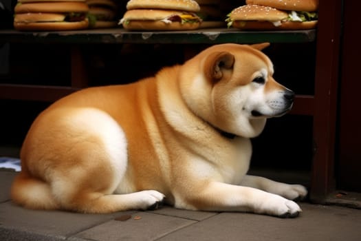 Fatty dog pet house. Big weight. Generate Ai