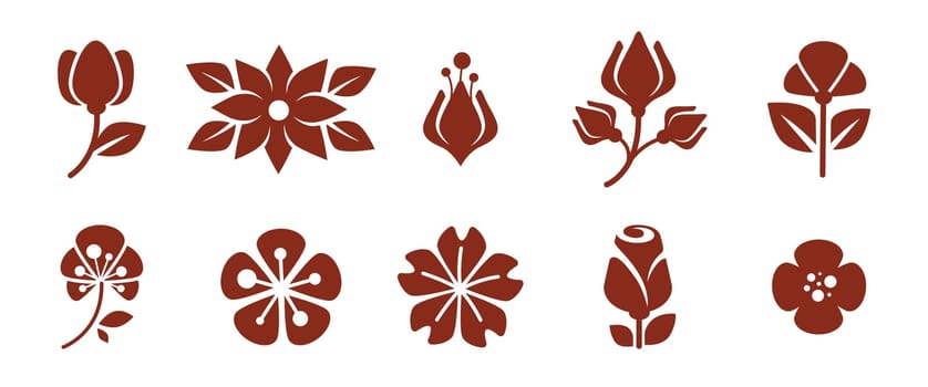 Set of trendy modern minimalist flower elements