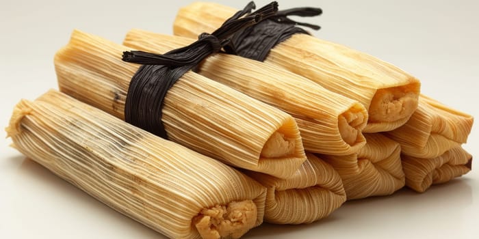 Homemade Corn and Chicken Tamales Ready to Eat.