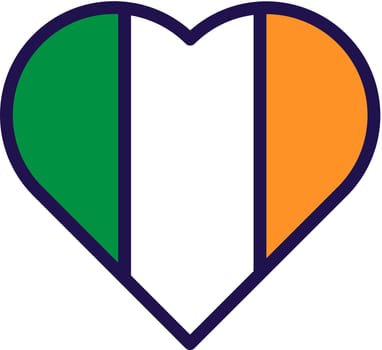 National Irish Flag Colors Heart
