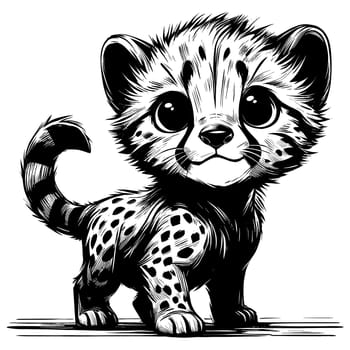 Baby African Cheetah Linocut