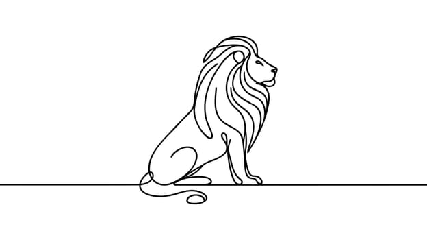 One line design silhouette of lion. Hand drawn minimalism style.vector illustration
