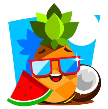 Summer fruits for healthy lifestyle. Pineapple fruit. Vector illustration cartoon flat icon isolated