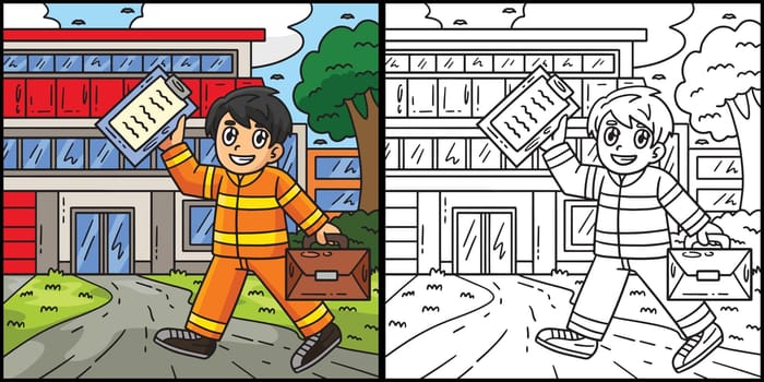 Firefighter Going to the Station Illustration