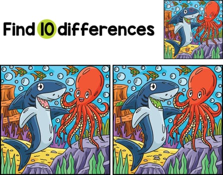 Shark and Octopus Find The Differences