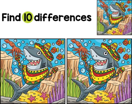 Shark Sombrero and Maracas Find The Differences