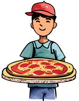 Pizza delivery man vector illustration.