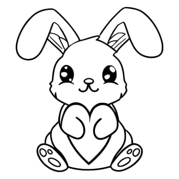 Rabbit and Heart Coloring Pages for Kids and Toddlers