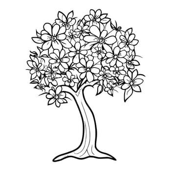 Flowers Tree Coloring Pages for Kids and Toddlers