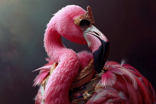 Pink flamingo on a dark background