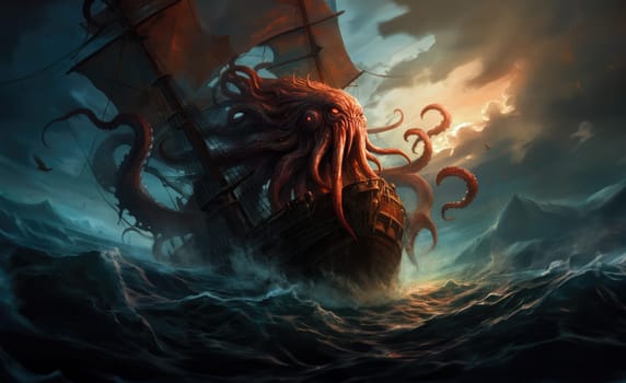 Kraken is a mythological sea monster of gigantic size. 