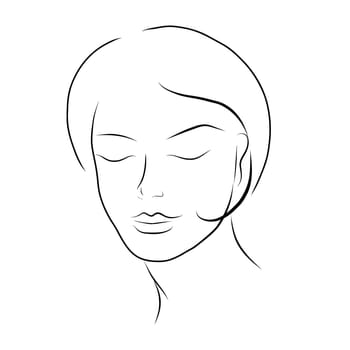 Woman face line art. Minimalistic style. Vector hand drawn beauty fashion illustration for logo, cosmetics or makeup, t-shirt prints.