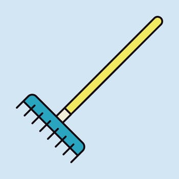 Garden rake isolated vector icon. Graph symbol for agriculture, garden and plants web site and apps design, logo, app, UI