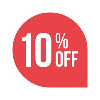 red 10 percent discount label on white background