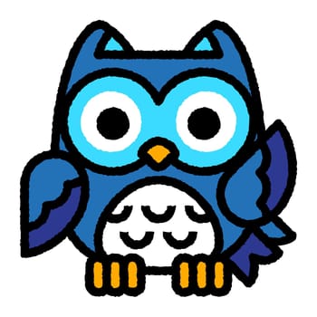 owl cartoon roughen filled outline icon