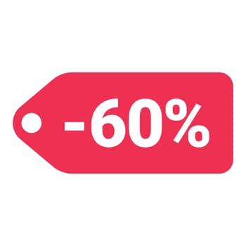 red 60 percent discount label on white background