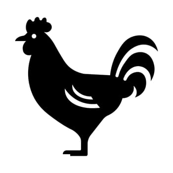 black vector chicken icon on white background