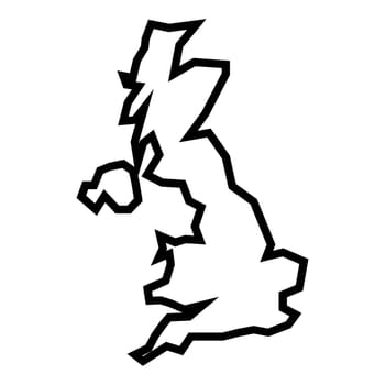 black vector UK outline map on white background