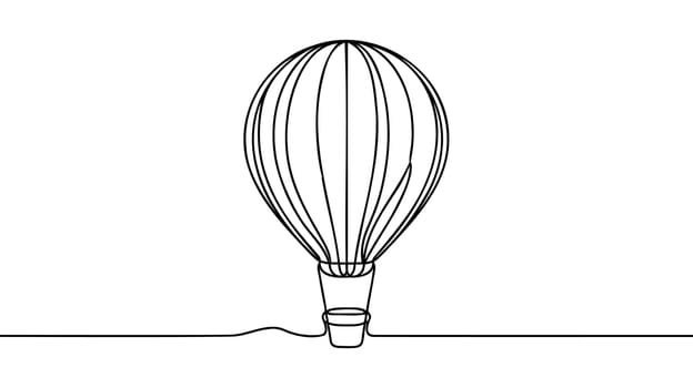 Air balloon continuous line drawing. Air balloon minimalist trendy line art. Contour vector illustration