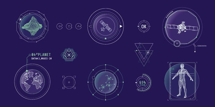 Set of infographic elements on the theme of internet technologies and big data. Vector illustration.