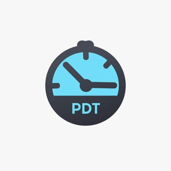 United States PACIFIC DAYLIGHT TIME PDT time zone clock icon. Stock vector illustration isolated